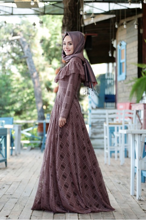 Vintage Dantel Elbise Gül Kurusu